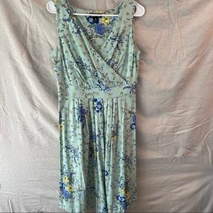 Lands' End Mint Green Floral Midi Dress